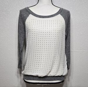Joyce Leslie Gray and White Women's Top, Size Small